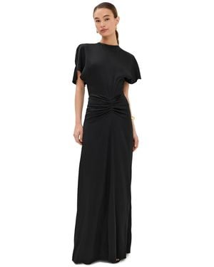 Victoria Beckham Gathered Waist Floor Length Dress - Black