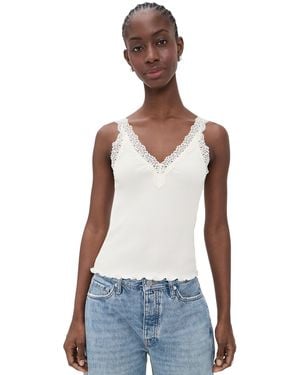 Madewell Lace-Trim Ribbed Tank Top - White