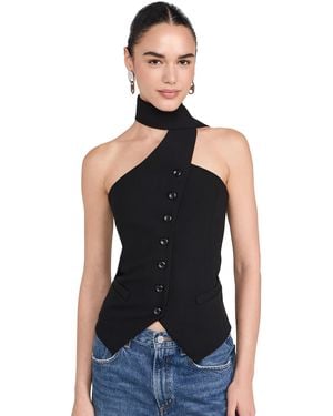 Pixie Market Mara Choker Neck Strap Button Top - Black