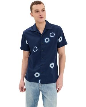 Taylor Stitch Davis Dailola Print Short Sleeve Shirt - Blue