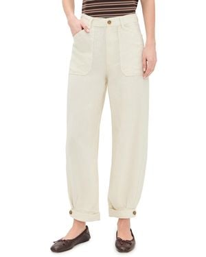 DL1961 Taylor Relaxed Barrel High Rise Linen Ankle Pants - White