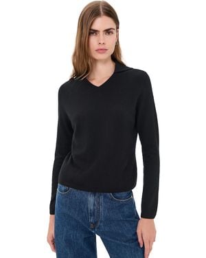 Vince High V Neck Polo - Black