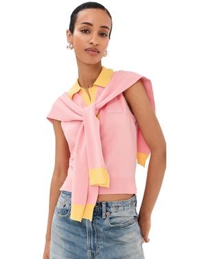 Monse Knitted Tie Scarf Top And Polo - Pink