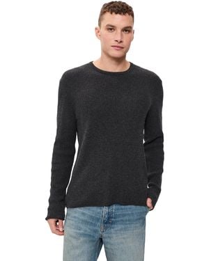 Billy Reid Martin Mini Waffle Crew Sweater - Black