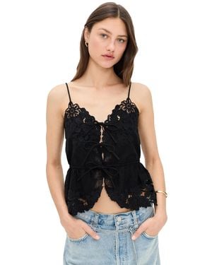 Sea Katharine Embroidery Slip Top - Black