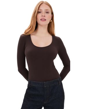L'Agence Elara Scoop Neck Thong Bodysuit - Black