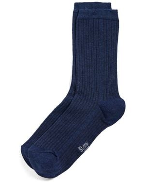 Stems Cashmere Crew Socks - Blue