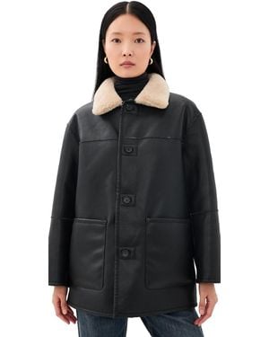 DUNST Reversible Faux Fur & Leather Jacket - Black