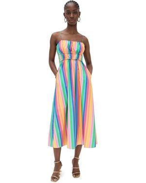 fitted lace wedding dress English Factory Women's Geometric Print Tiered Midi Dress, Blue, XS at  Amazon Women's Clothing store main image 1