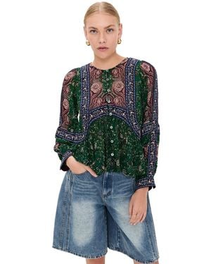 Sea Melba Print Long Sleeve Top - Green