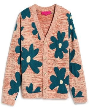 The Elder Statesman Floral Sun & Moon Cardigan - Black