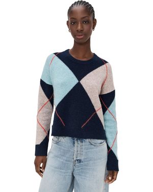 Stateside Argyle Crew Neck Sweater - Blue