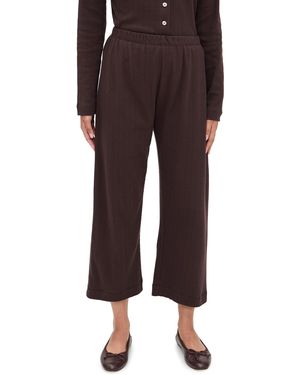Leset Pointelle Crop Wide Leg Pants - Black
