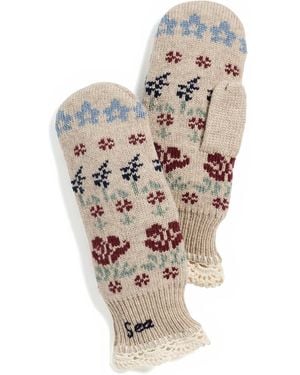 Sea Preston Fair Isle Knit Mittens - Natural