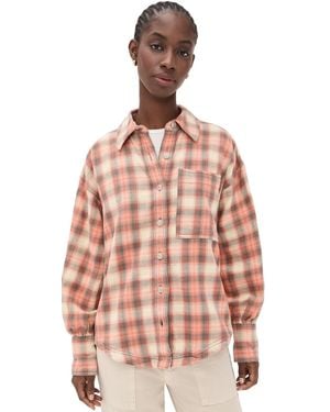 Free People Ashley Plaid Flannel Shirt - Pink