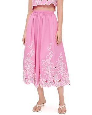 Cinq À Sept Paisley Bloom Embroidered Espe Skirt - Pink