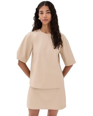 Le Bos Caroline Faux Leather Tee - Natural