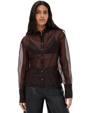 STAUD Aida Silk Top - Brown