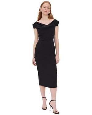 black halo athena midi dress in White length column silhouette
