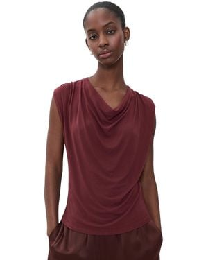 Vince Draped Cowl Neck Top - Red