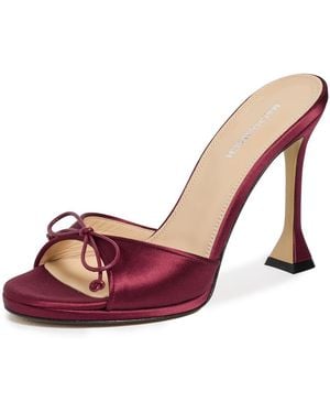 Mach & Mach Little Plateau Satin Mules - Red