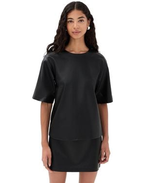 Le Bos Caroline Faux Leather Tee - Black