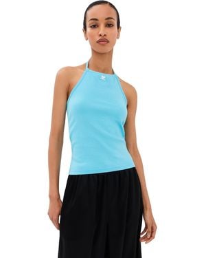Courreges Contrast Tie-Back Tank Top - Blue
