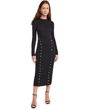 Fleur du Mal Midi Dress With Side Snaps - Black