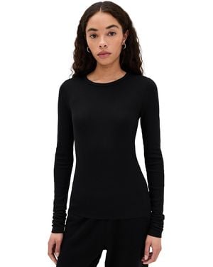 ÉTERNE Long Sleeve Fitted Top - Black