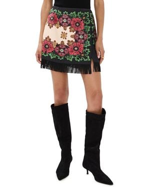 La DoubleJ Foulard Silk Mini Skirt With Fringes - Black