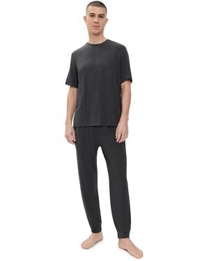 Eberjey Henry Modal Short Sleeve & Pant Pj Set - Black