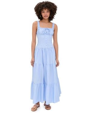Moon River Sleeveless Corset Top Maxi Dress - Blue