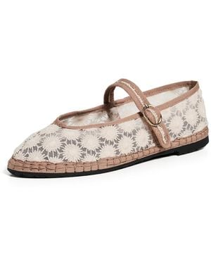 Flabelus Pierre Embroidered Flats - Yellow