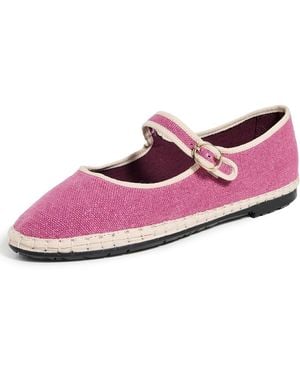 Flabelus Ariadna Linen Mary Jane Flats - Pink