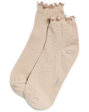 Stems Pointelle Ankle Socks - Natural