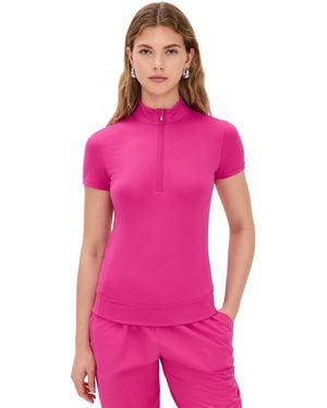 Greyson Short Sleeve Halley 1/4 Zip Tee - Pink