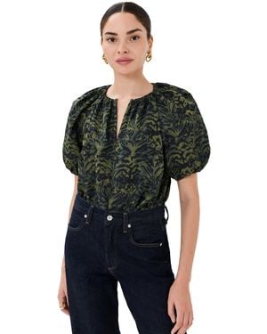 Ulla Johnson Talie Silk Short Sleeve Blouse - Black