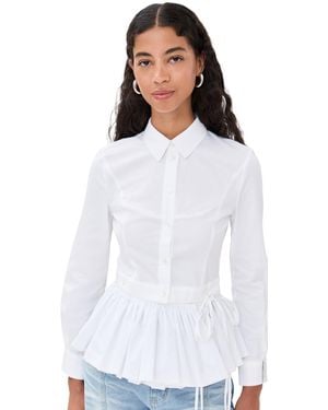 ROKH Buttoned Peplum Shirt - White