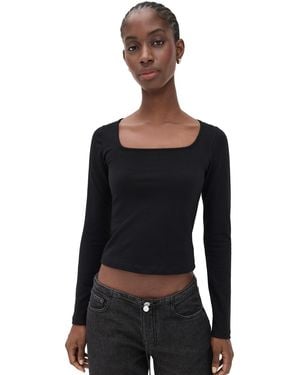 PERFECTWHITETEE Maeve 90's Jersey Top - Black