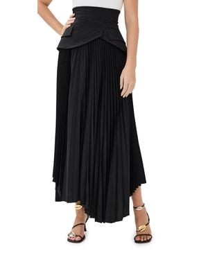 A.W.A.K.E. MODE A. W.A. K.E. Mode Maxi Pleated Asymmetric Skirt With Basque Detail - Black