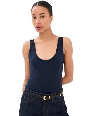 Wardrobe NYC Closet. Nyc Opaque Scoop Thong Bodysuit - Blue