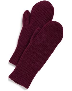 White + Warren Cashmere Ribbed Mittens - Purple
