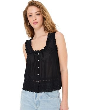 Madewell Embroidered Ruffle-Trim Top - Black