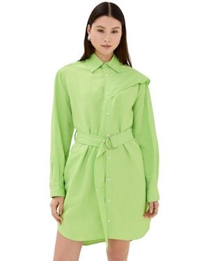JW Anderson Cape Shoulder Drape Shirt Dress - Green