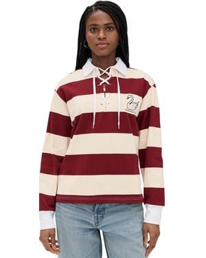 Recreational Habits Striped Rugby Full Length Shirt - Red