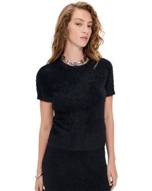 Helmut Lang Crop Eyelash Tee - Black