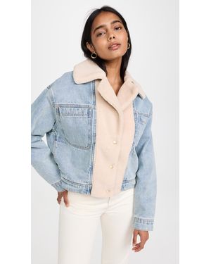 Scotch & Soda Faux Fur Teddy Lined Denim Trucker Jacket - Blue