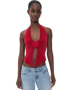 With Jean Rose Knit Top - Red