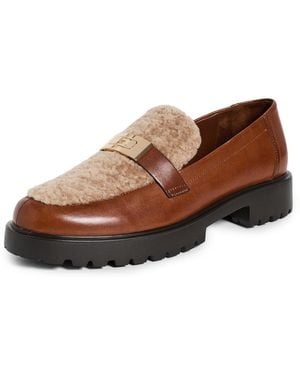 Tory Burch Leelee Shearling Lug Loafers - Brown