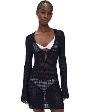 GOOD AMERICAN Crochet Coverup Mini Dress - Black